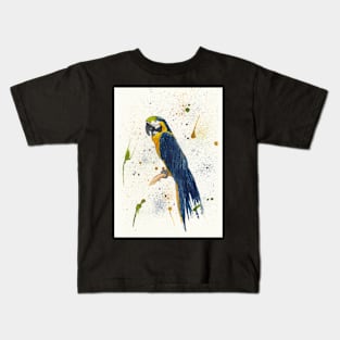 Dark Blue and Gold Macaw Kids T-Shirt